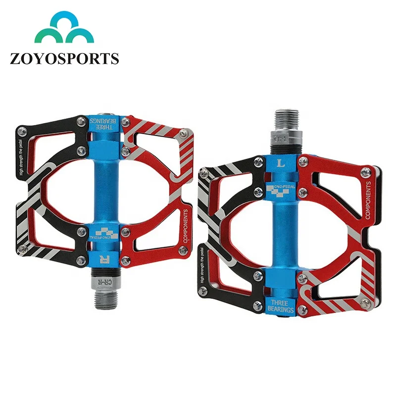 

ZOYOSPORTS 3 Bearings Mountain Bike Platform Pedals 9/16" Non-Slip Alloy Flat Bicycle Pedal, Black or as your request
