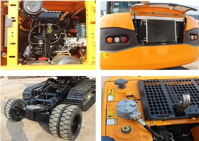 9 ton grade bucket hydraulic excavator earth digger on wheels