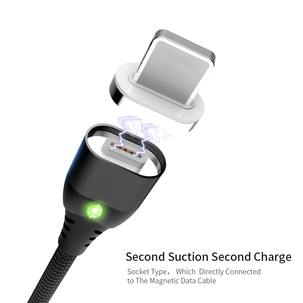 Phone accessories magnetic charging cable usb diamond light 3 in 1 quick charge phone charge micro usb for phones - ANKUX.COM