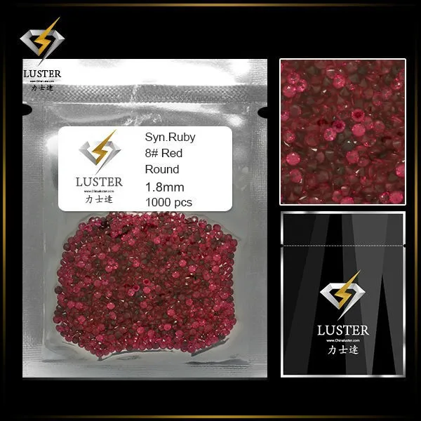 

High Polish 1.8mm Round No.8 Red Synthetic Ruby Stone
