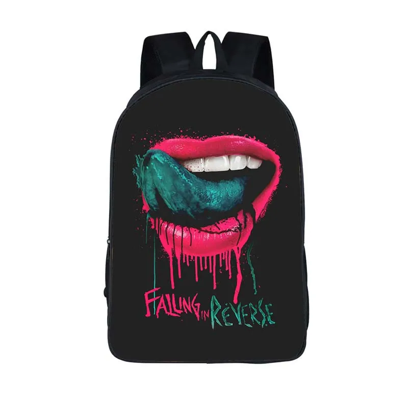

Unique Rucksack Cool Red Lips Print Bag 16 Inches School Bag Teenager Backpack Women Rucksack, Black with graphic prints