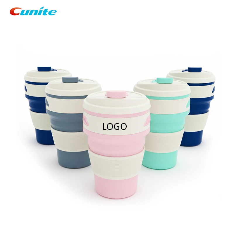 

Ready to Ship Supply for Amazon Seller Portable 350ml Collapsible Reusable Foldable Silicone Water Coffee Cup, Grey/pink/blue/green/customized