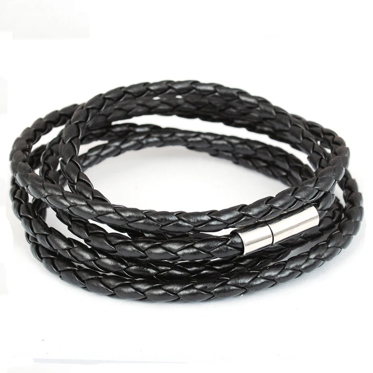 

Fashion 5 layer PU Braided Leather Bracelets & charm Bangle Handmade Round Rope Turn Buckle Bracelet For Women Men