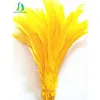 Wholesale yellow rooster feathers blanched and dyed cock tail feathers feather rooster for carnival costumes