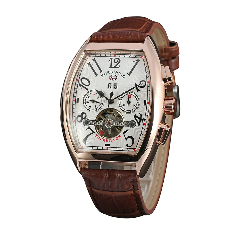 

Forsining 597 Men Automatic Watches Hot Sale Tonneau Luxury Brand Date Month Mechanical Wrist Watch