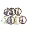 Lilly leather O bracelet key ring with tassel monogrammed disc Bangle keychain wofish jewelry