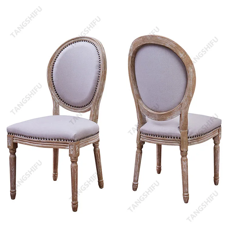2017 French Style Wood Round Back Dining Chair With Linen Fabric Buy