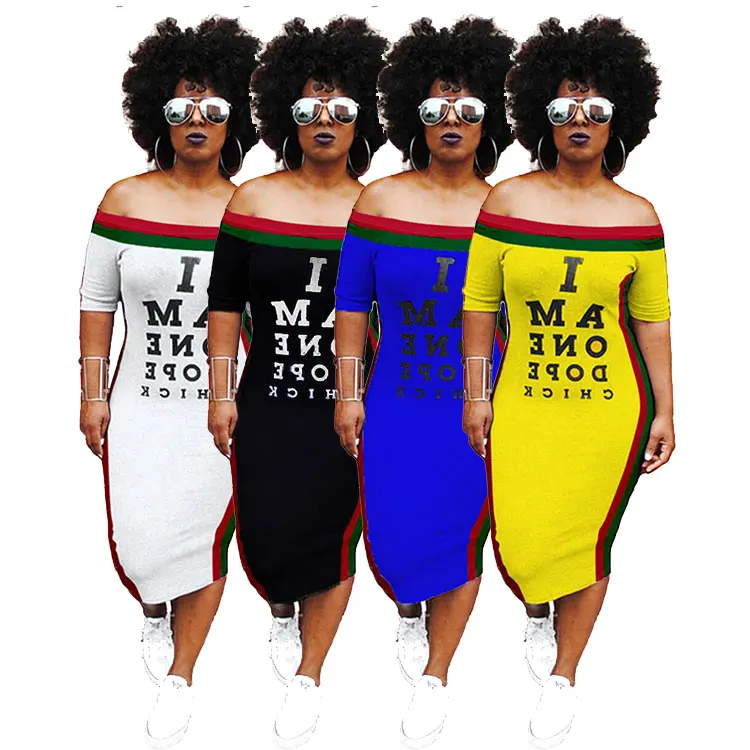 

ML689 Summer Hot Selling Print Off Shoulder Beauty Women's Amazon Dresses