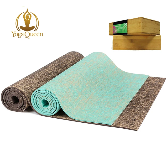Support Yoga Kit Ecofriendly Custom Printing Jute Yoga Mat +block