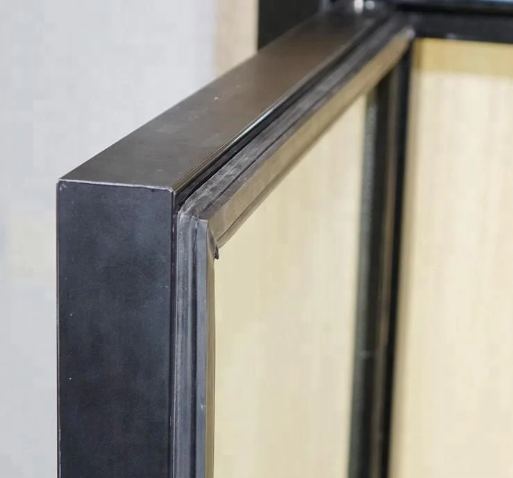 Freezer/cooler glass door in supermarket