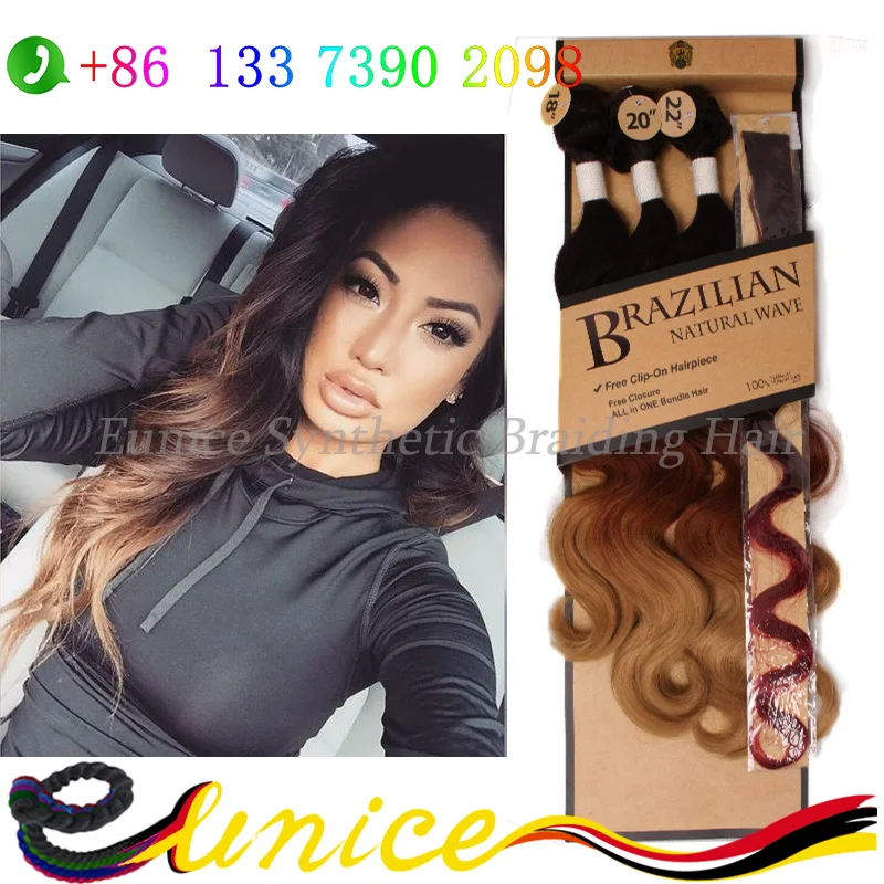

Synthetic Body Wave Hair Weft Rainbow Color Three Tone Cosplay Hairstyle Fashion Black Women Hair Weft With Closure And Clips, N/a