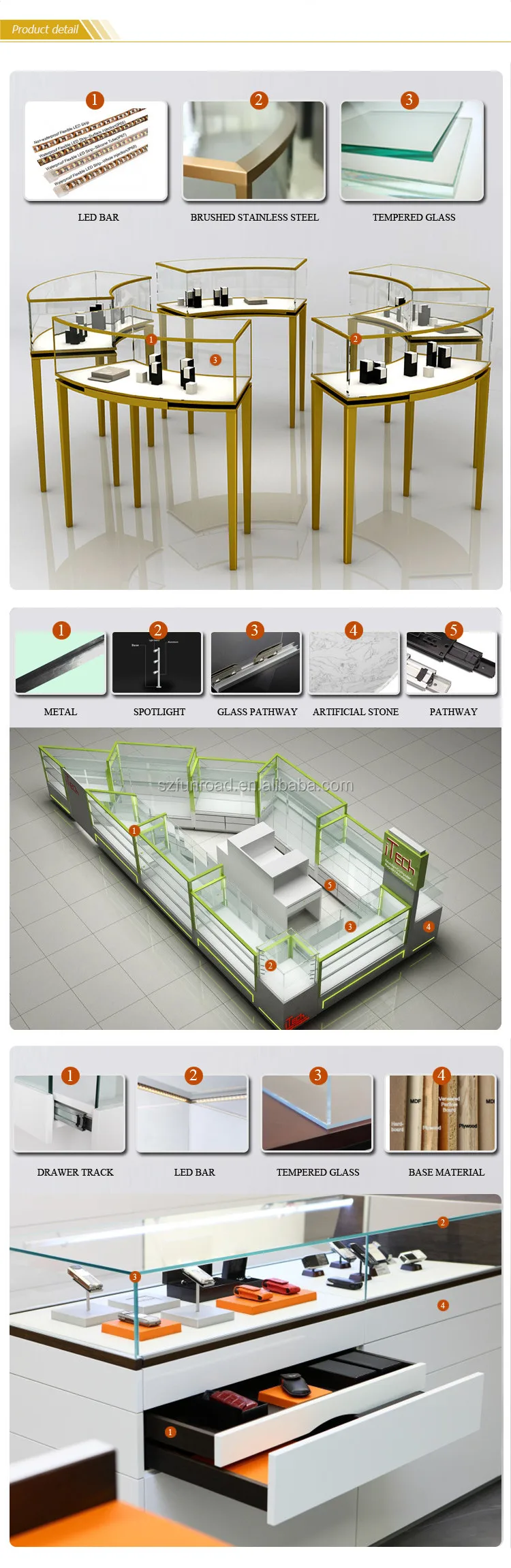 Modern style watch store display furniture for retail store