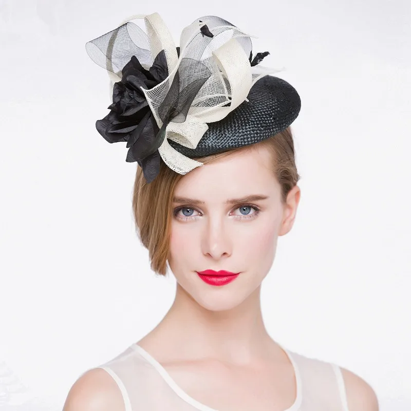 black and ivory wedding hats