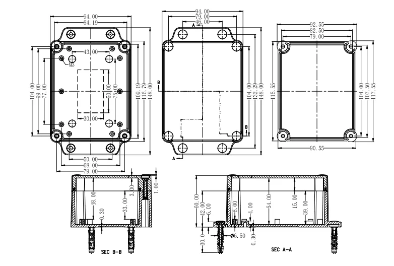 Waterproof electronics plastic ABS IP68 enclosure box