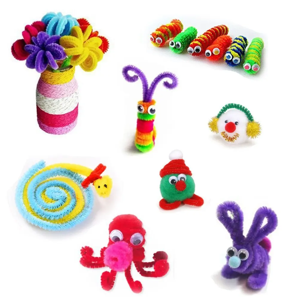 Diy Pipe Cleaners Craft Set Pom Poms Craft And Wiggle Googly Eyes Self Adhesive Buy Pompoms
