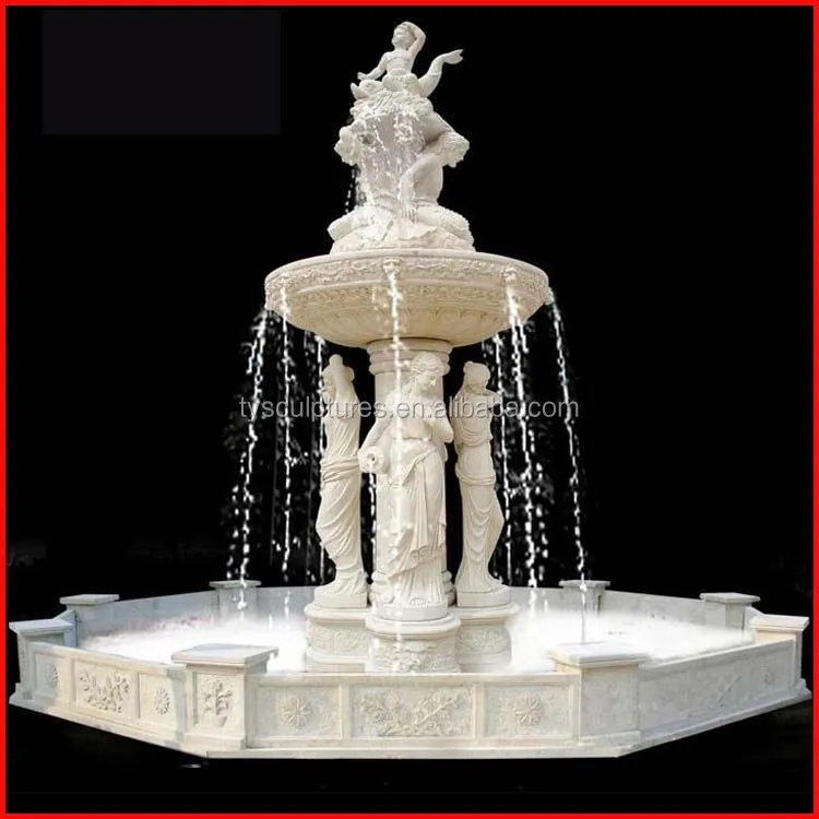 White marble garden female statue fountain stone life size lady water fountains