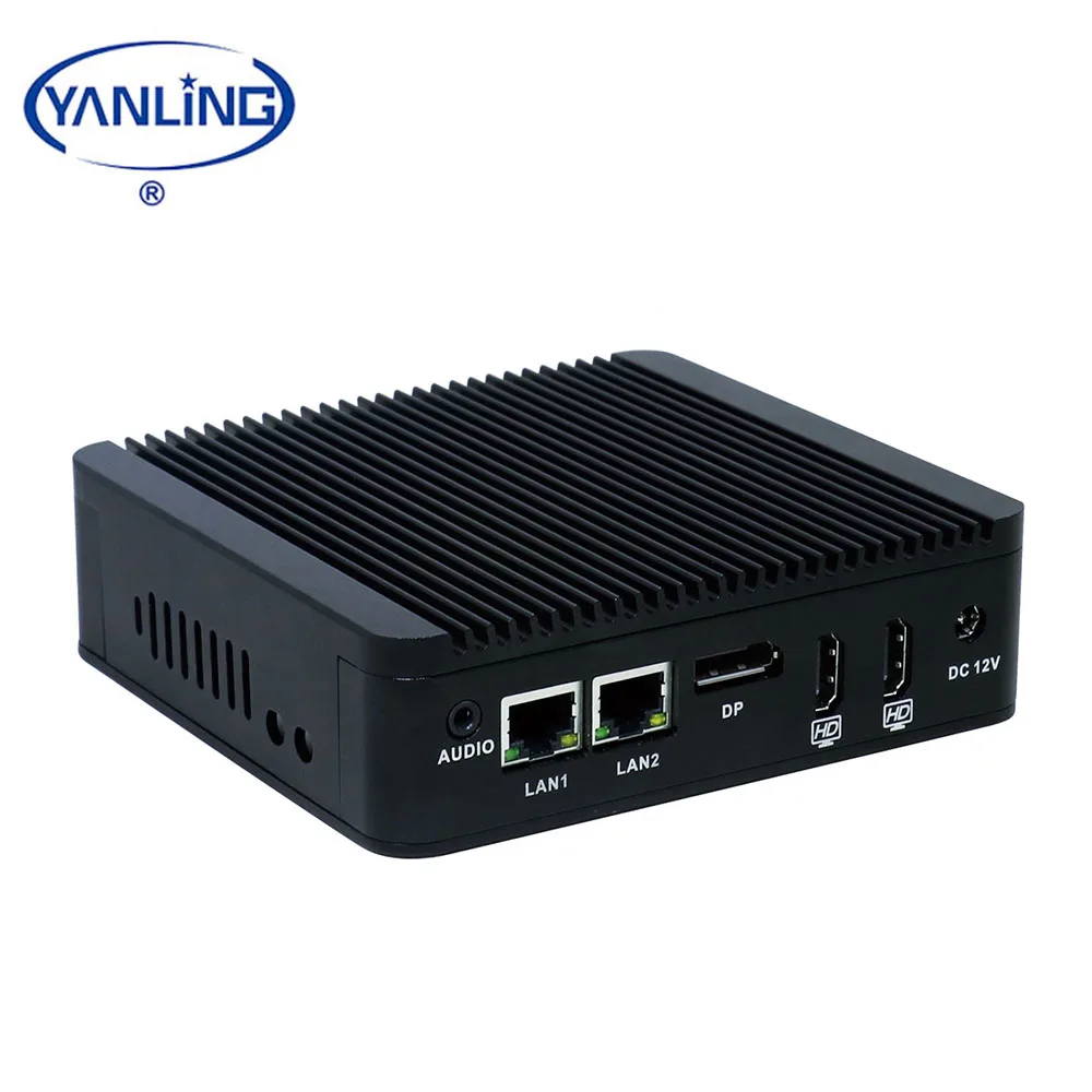 

Hot sale fanless Intel N3160 Mini PC 1 DP 2 HD 2 LAN barebone industrial desktop computer x86