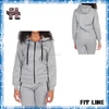 Female full zip-up hoodie with ribbed cuffs and hem, Classic solid color tracksuit for women