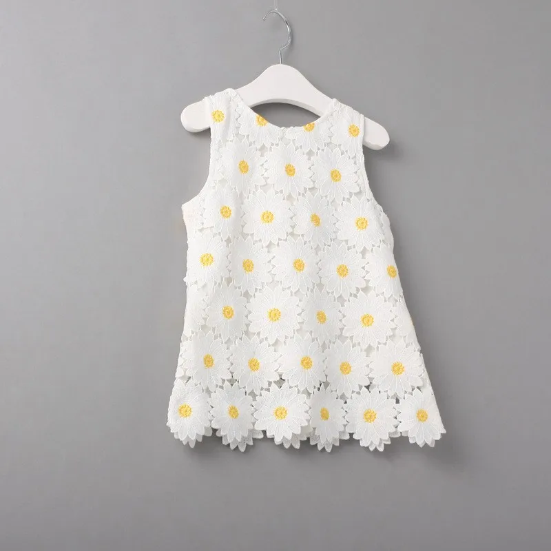 2016 White Daisy Lace Dress For Baby 