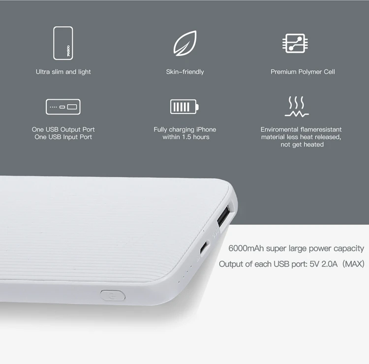 Yesido Fast charging universal portable best price 1 ports smart power bank portable battery charger - ANKUX.COM
