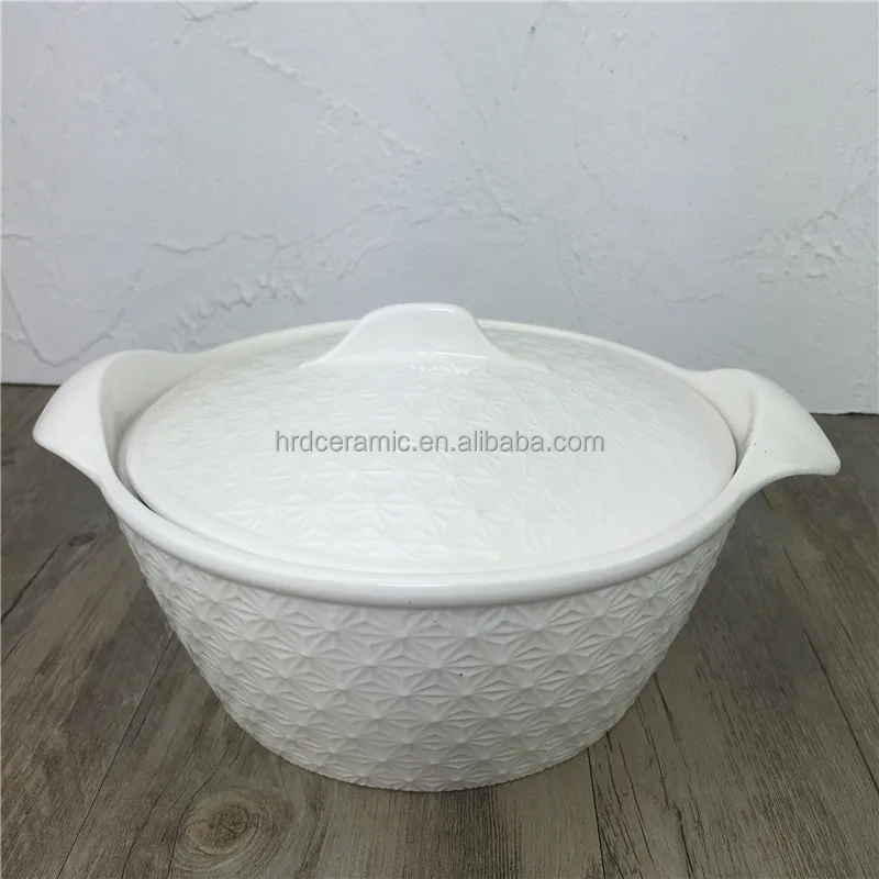 
Wholesale White ceramic soup pot ceramic bowl with Lid for daily use 