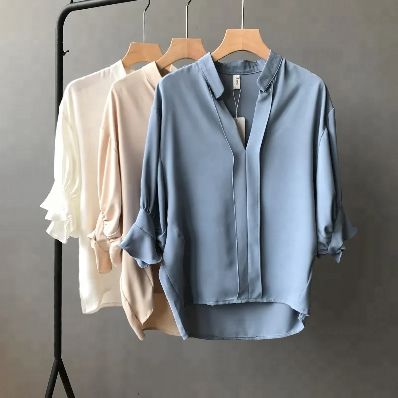 

B23299A Korea fashion ladies falbala Chiffon shirt blouse