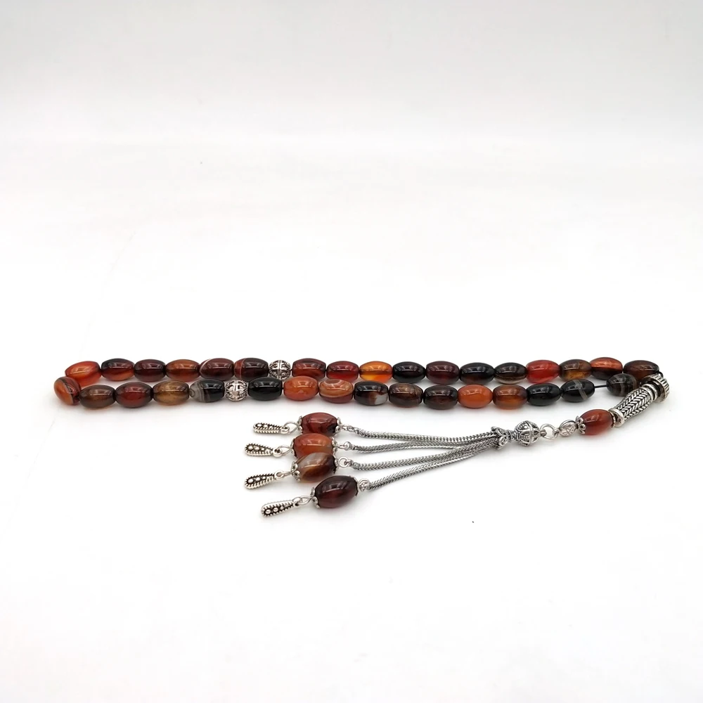 12mm Islamic Muslim Prayer Beads 33 Beads,Black Twisted Beads Agate ...