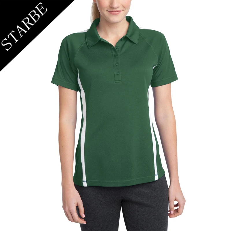 

Wholesale slim fit dark green white ladies polo t shirts, Customized color