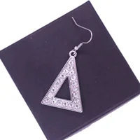 

New Fashion Metal Rhinestone Triangles Shape Greek Letters Sorority DST Label Delta Sigma Theta Charm Earrings Society Jewelry