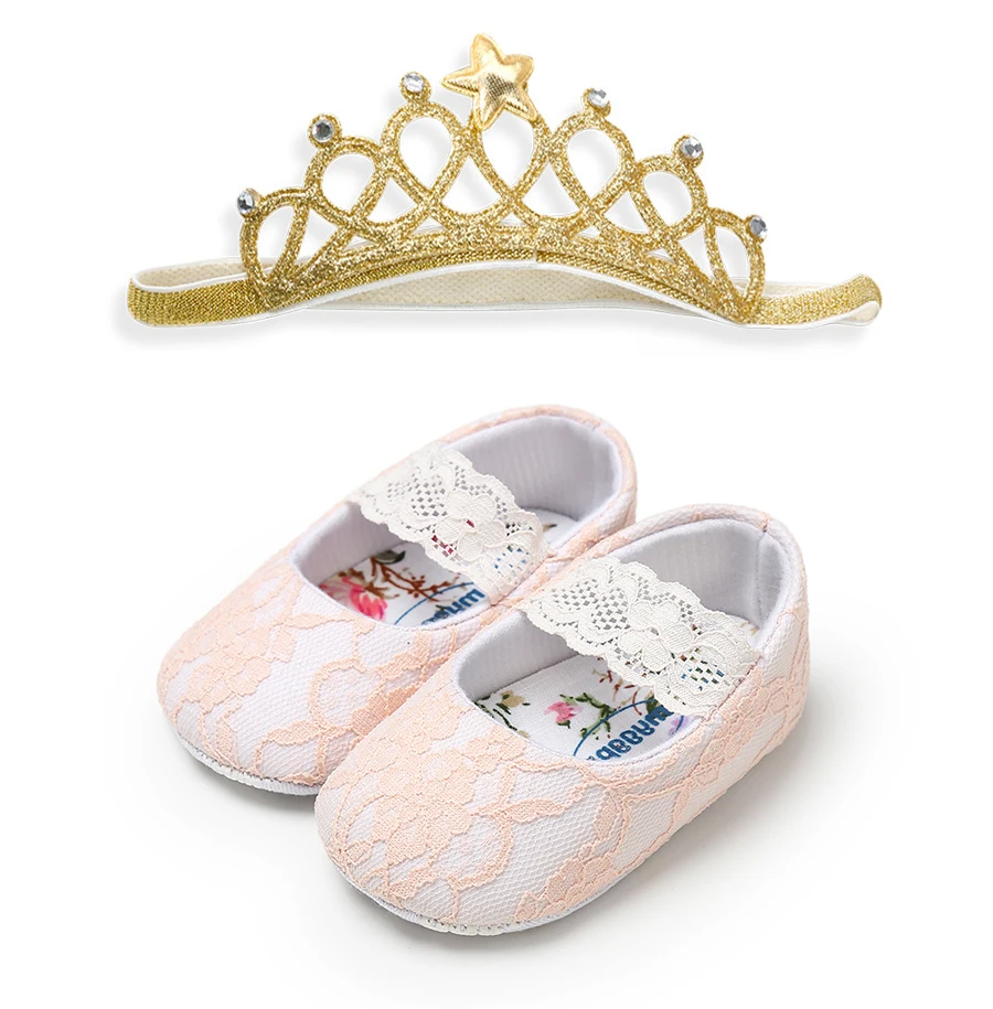 

2019 new fashion Cotton fabric Gift hairband 0-2 years walking shoes slip on baby girl shoes, 4 colors