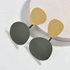 New Trendy Jewelry Powder Coating Color Block Irregular Shape Front and Back Drop Earrings