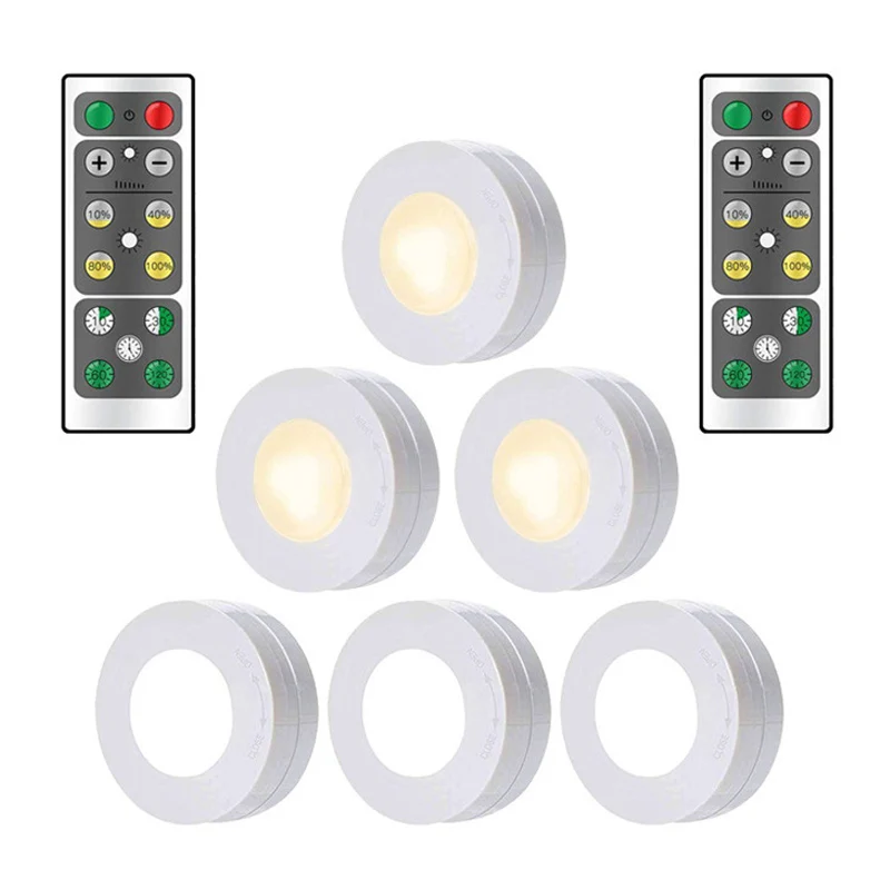 
Amazon Dimmable Puck Light Wireless Remote Stick-on 6-Pack, For Close Wardrobe Hallway Kitchen Night Lamp 
