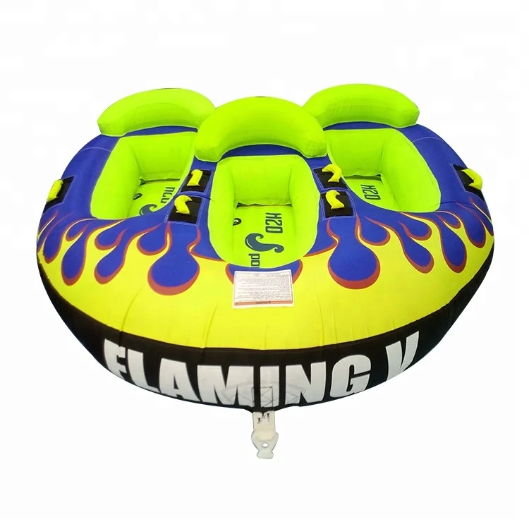 

Wholesale Inflatable Water Sports Flaming V 3 Person Safe Sit in Tube Towable, Blue