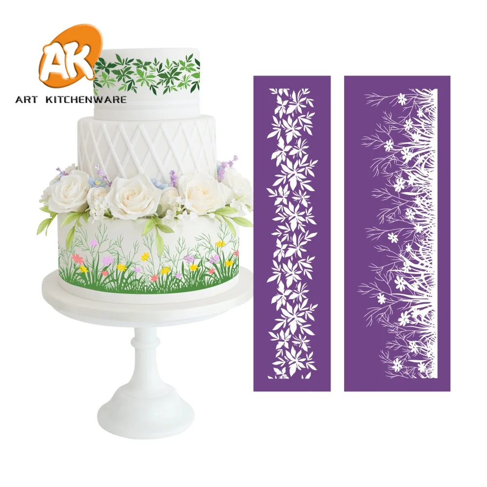 

AK Fondant Cake Decorating Soft Transparent Grass Flower Icing Pastry Tools Wedding and Birthday Cake Mesh Stencil