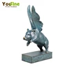 Decorative metal animal sculpture bronze flying pig statue