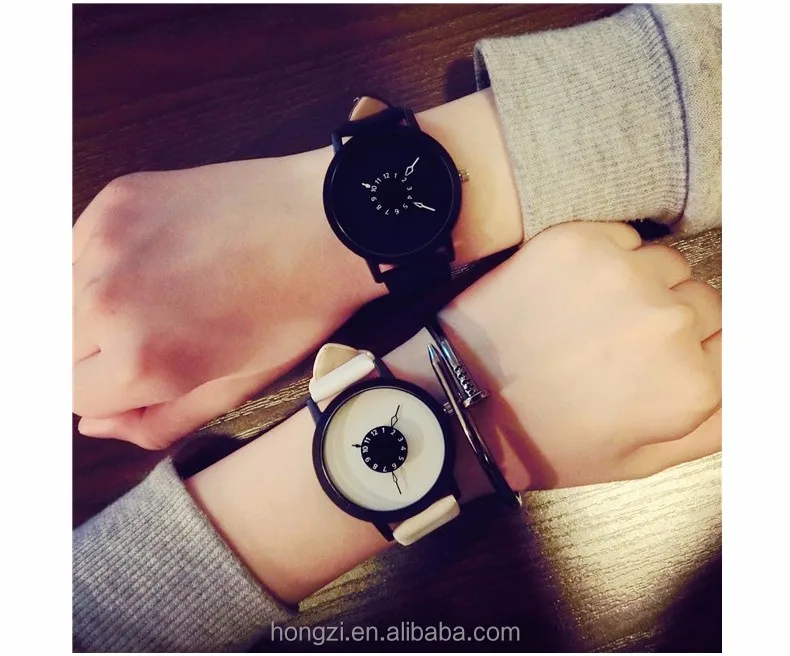 

Hot fashion creative watches women men quartz-watch brand unique dial design lovers' watch leather wristwatches clock, N/a
