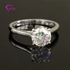 simple design 14k white gold round 8mm 8 heart&8 arrow moissanite moissanite solitaire ring