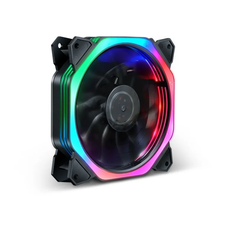 

12cm LED colorful heat dissipation case Fan 12v PC Computer Chassis Heatsink Cooler Cooling Fan 3/4pin Silent large air volume, Black+white