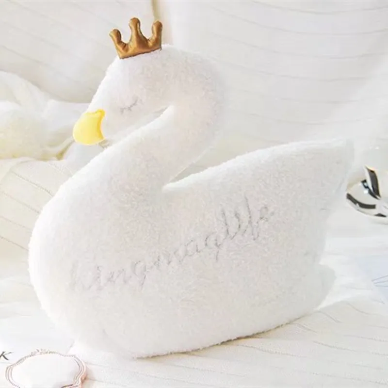 stuffed swan with crown