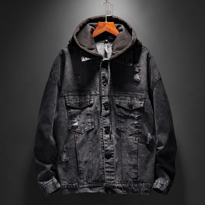 

9074 Denim Crop Jacket,Hoodie Jean,Denim Jacket Black Men
