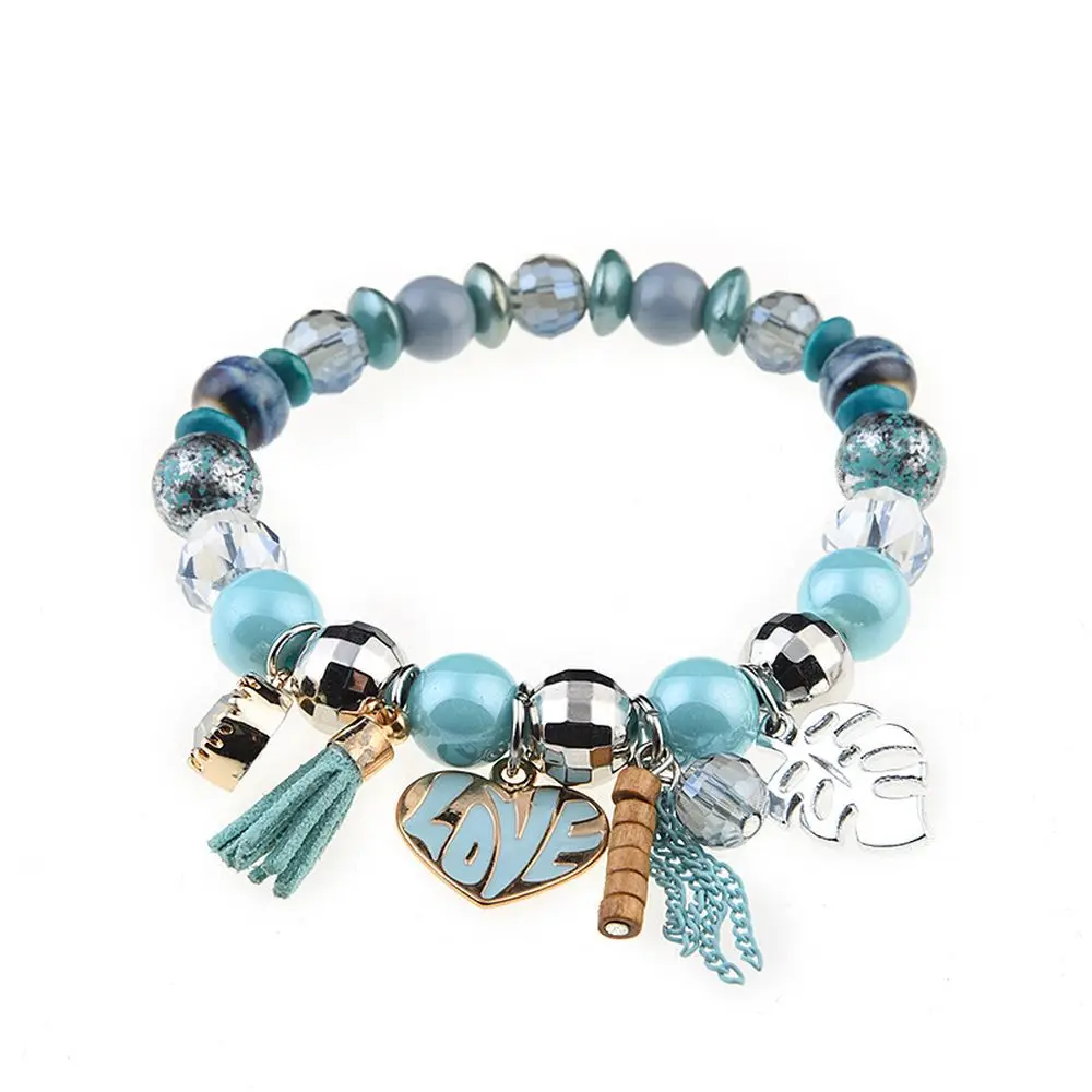 

2019 Summer Beach Jewelry Fashion Heart Shell Starfish Charming Bead Bracelet For Women