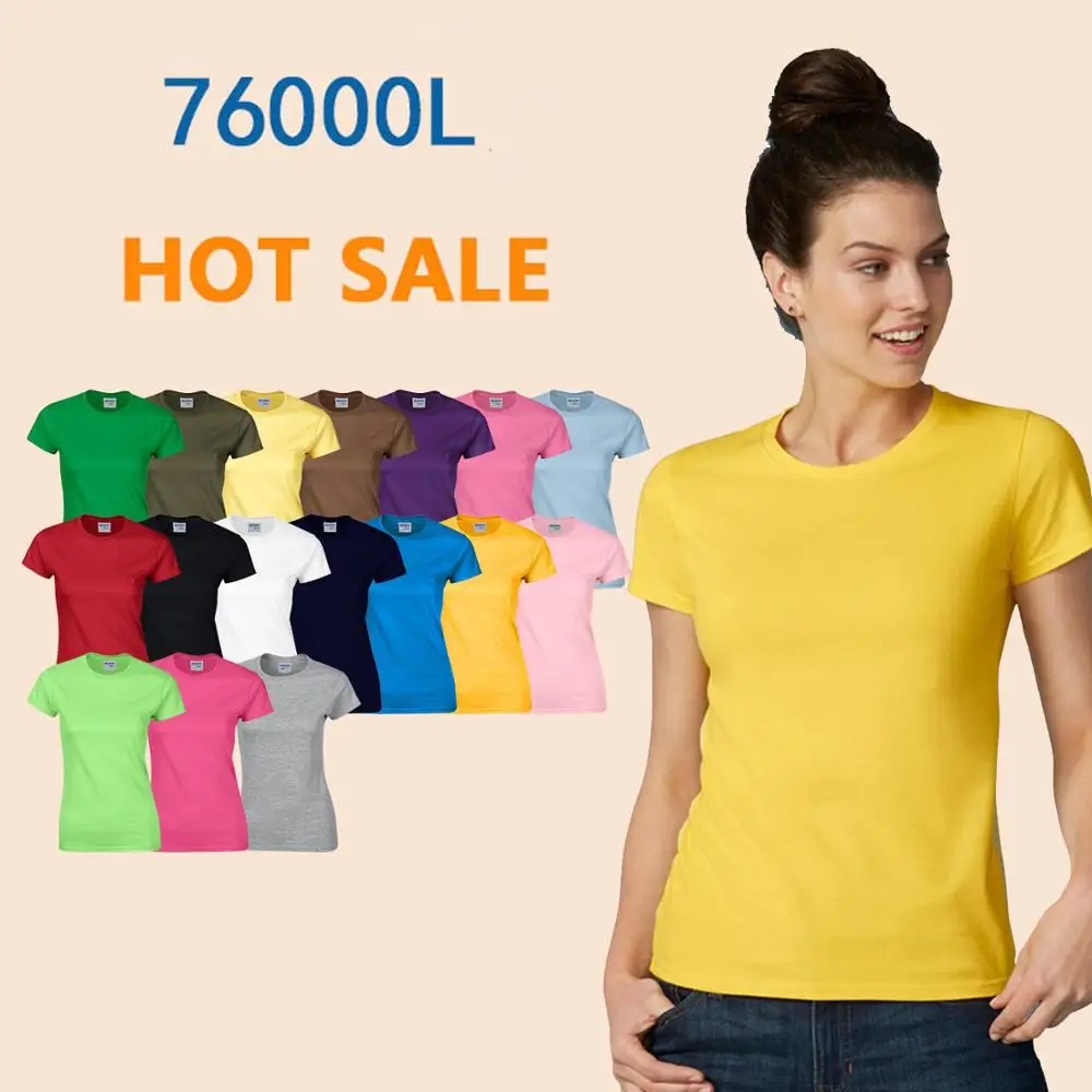 

Fashion Custom Logo Printing Ladies Tshirt 180gsm 100% Cotton Plain Women's Short Sleeved T-Shirt O-Neck Blank T Shirt for Women