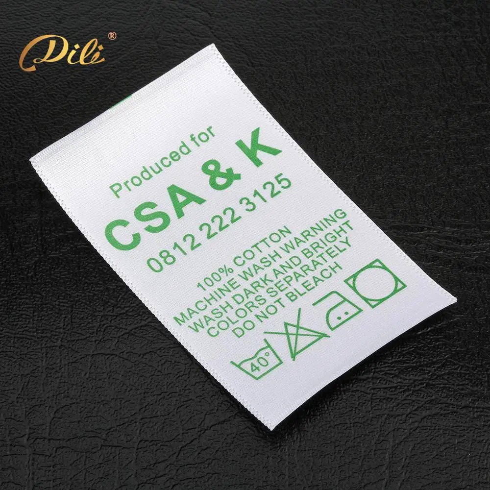 

Wholesale Satin Cloth Garment Care Label Custom Design Washing Instruction Label For Clothing