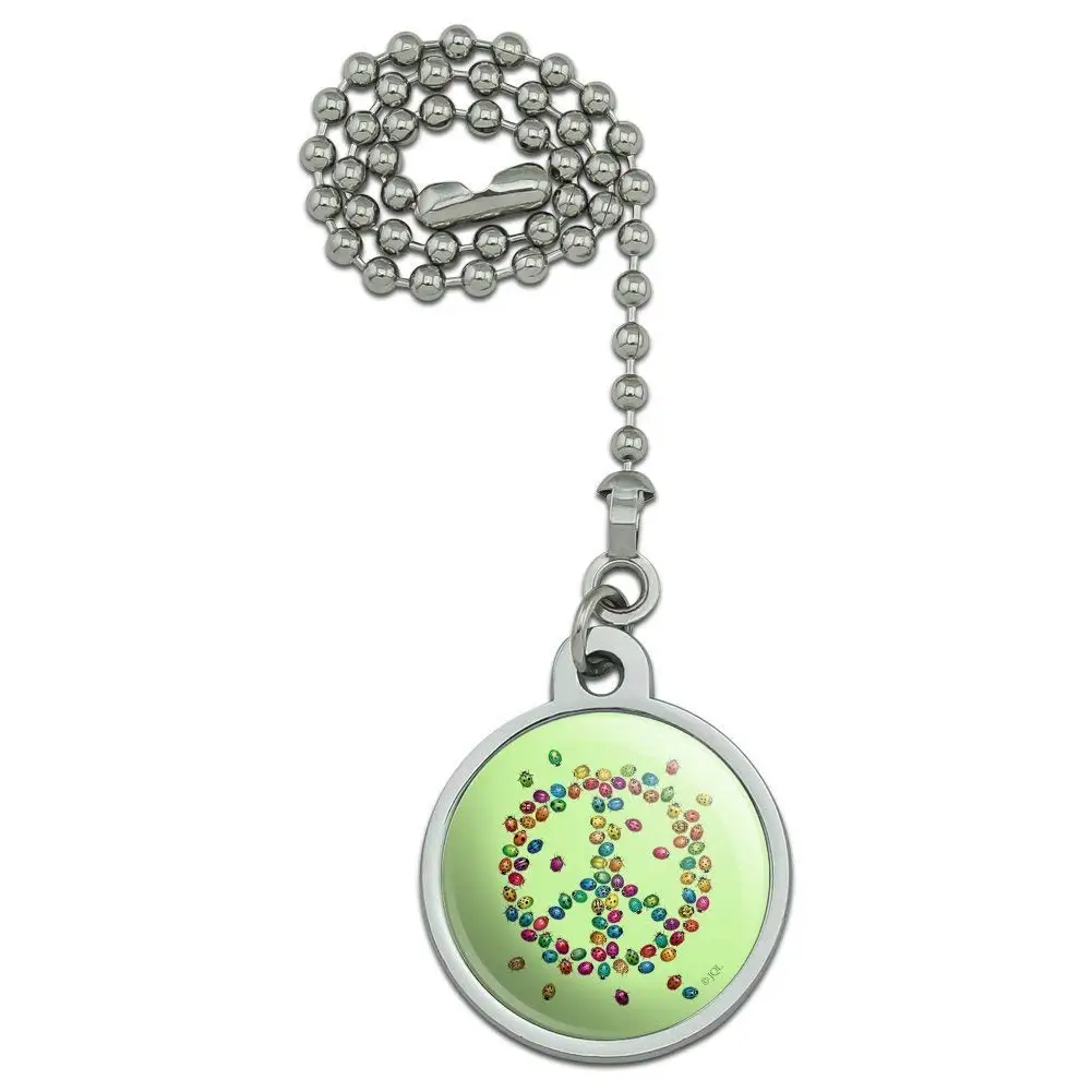 Lady Bug Rainbow Peace Sign Ceiling Fan and Light Pull Chain