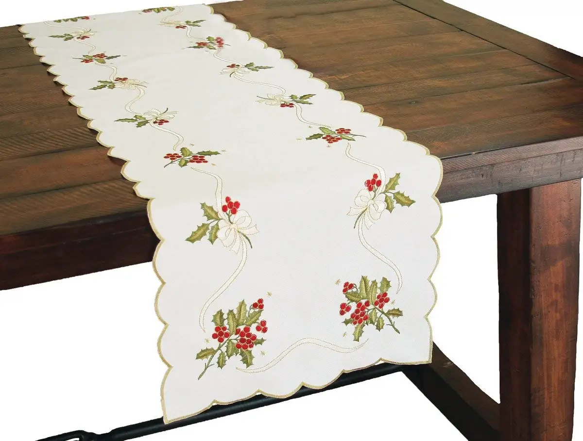 Buy Table Runner, Holly Tree Collection Embroidered Christmas Tree ...