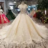 LS11242 lace casual dress short sleeve bridal ball gown lace appliques O-neck luxury beading suzhou wedding dress