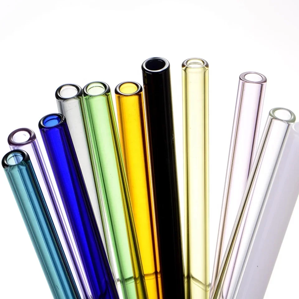 

Amazon Hot Sale Food Grade Svin Glass Straw, Black/ white/blue.../customized