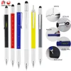 5 in 1 touch stylus multifunction ballpoint Pen with spirit level ruler multi tool pen