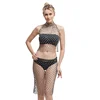 Tear Drop Fishnet Halter Neck Rave Wear Carnival Decorative full dress Outfits for Women