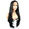26 Inch Black Human Natural Body Wave Film Frontal Lace Front Wig With Remy Baby Hair for White and Black Women